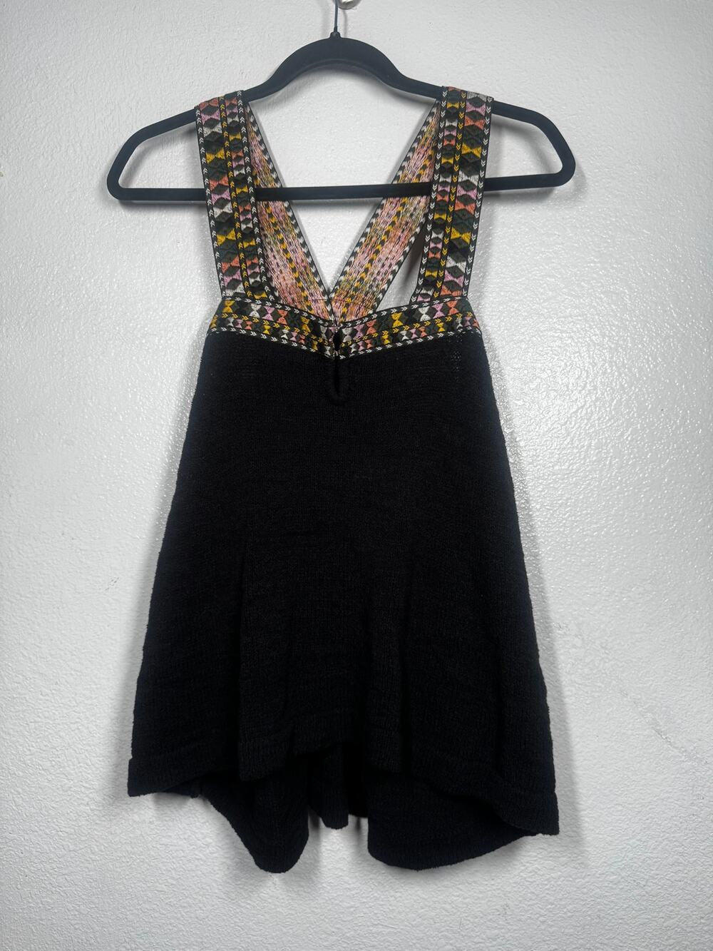Madewell Swing Sweater Tank Top Black Sz XL Embroidered Knitted